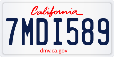 CA license plate 7MDI589