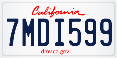 CA license plate 7MDI599