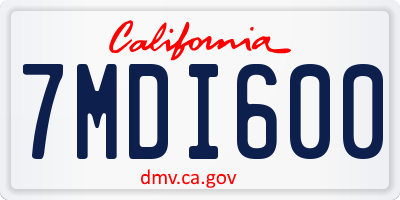 CA license plate 7MDI600