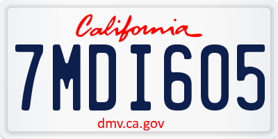 CA license plate 7MDI605