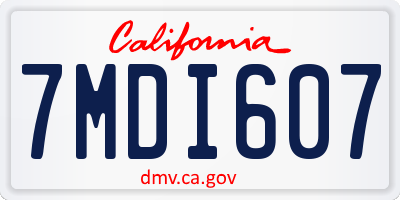 CA license plate 7MDI607