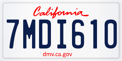 CA license plate 7MDI610