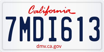 CA license plate 7MDI613