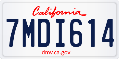 CA license plate 7MDI614