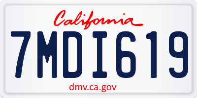 CA license plate 7MDI619