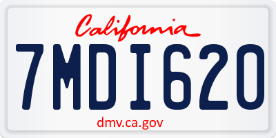 CA license plate 7MDI620