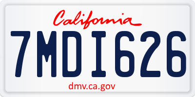 CA license plate 7MDI626