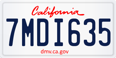 CA license plate 7MDI635