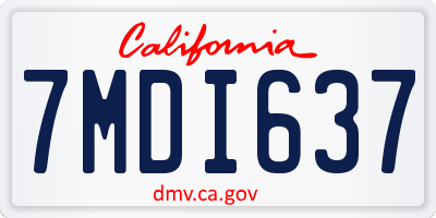 CA license plate 7MDI637