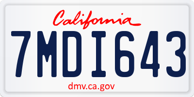 CA license plate 7MDI643