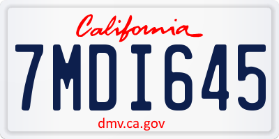 CA license plate 7MDI645