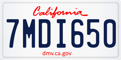 CA license plate 7MDI650