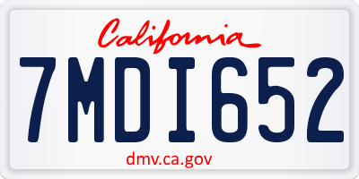 CA license plate 7MDI652