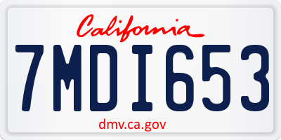 CA license plate 7MDI653