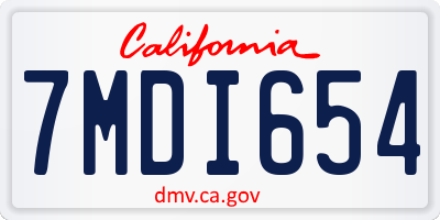 CA license plate 7MDI654