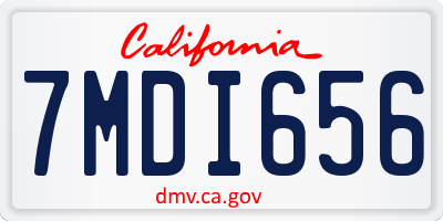 CA license plate 7MDI656