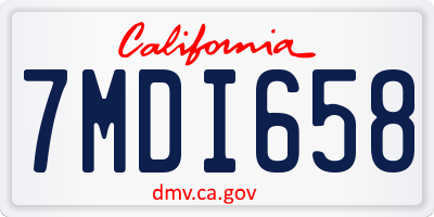 CA license plate 7MDI658