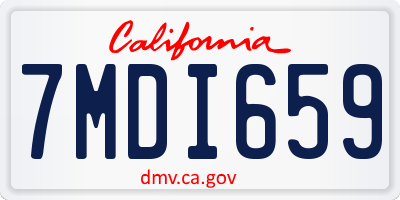 CA license plate 7MDI659