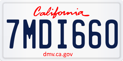 CA license plate 7MDI660