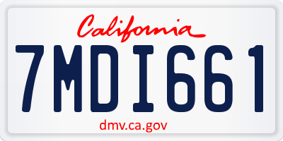 CA license plate 7MDI661