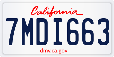 CA license plate 7MDI663