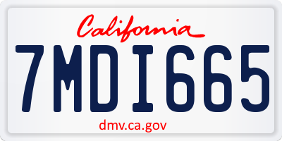 CA license plate 7MDI665