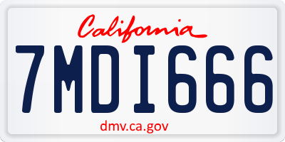 CA license plate 7MDI666