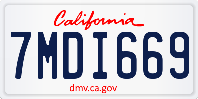 CA license plate 7MDI669