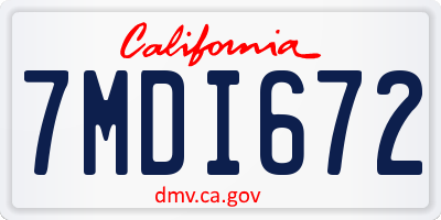 CA license plate 7MDI672