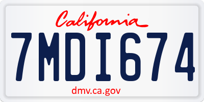 CA license plate 7MDI674