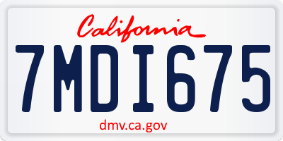 CA license plate 7MDI675