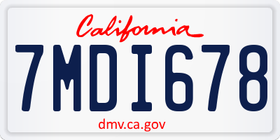 CA license plate 7MDI678