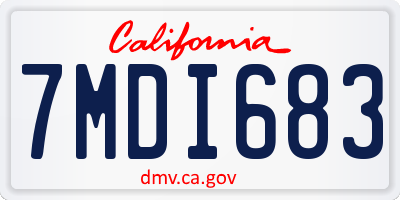 CA license plate 7MDI683