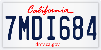 CA license plate 7MDI684