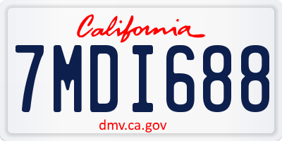 CA license plate 7MDI688