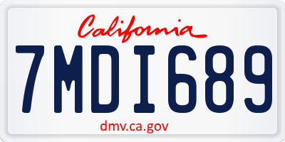 CA license plate 7MDI689