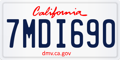 CA license plate 7MDI690