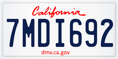 CA license plate 7MDI692