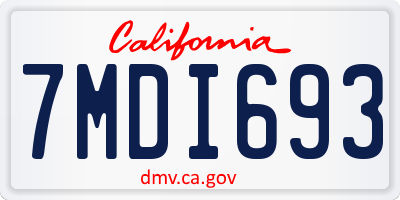 CA license plate 7MDI693