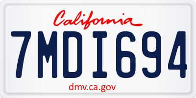 CA license plate 7MDI694
