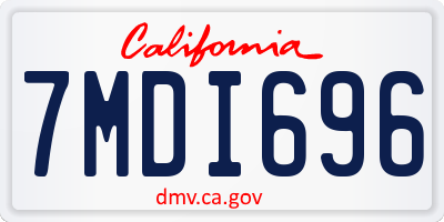 CA license plate 7MDI696