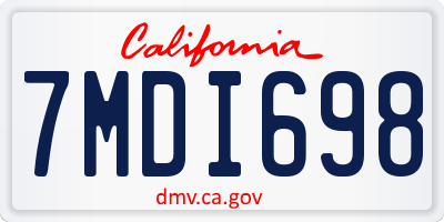 CA license plate 7MDI698
