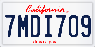 CA license plate 7MDI709
