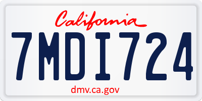 CA license plate 7MDI724