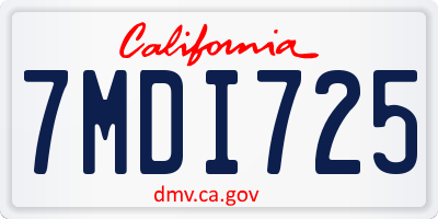 CA license plate 7MDI725