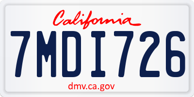 CA license plate 7MDI726