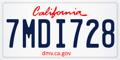 CA license plate 7MDI728