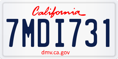 CA license plate 7MDI731