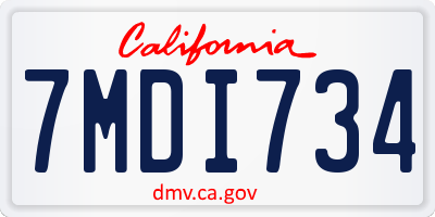 CA license plate 7MDI734