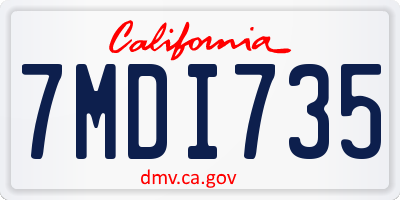 CA license plate 7MDI735